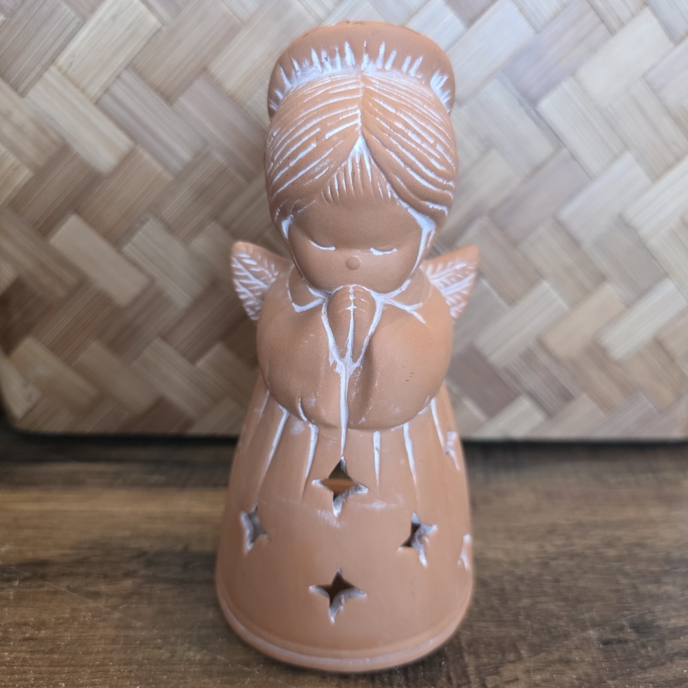 Christmas Around the World‎ Angel Praying Terra Cotton Candle Holder Votive 6"